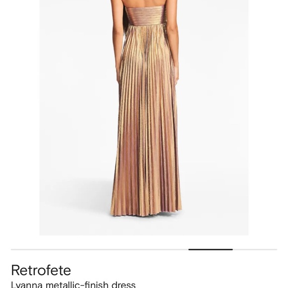 Gold Pleated Strapless  Gown - Picture 4 of 10